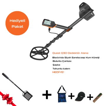 Quest Q30 Dedektör - 28cm Başlıklı 3 q30 hediyeli 1 min